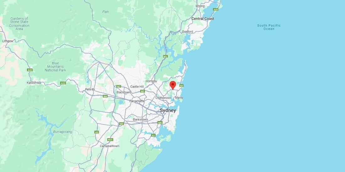 Map indicating the location of Compex Australia's customer services team
