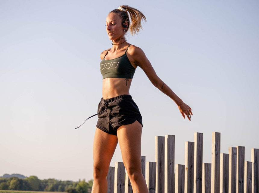 a woman jumping