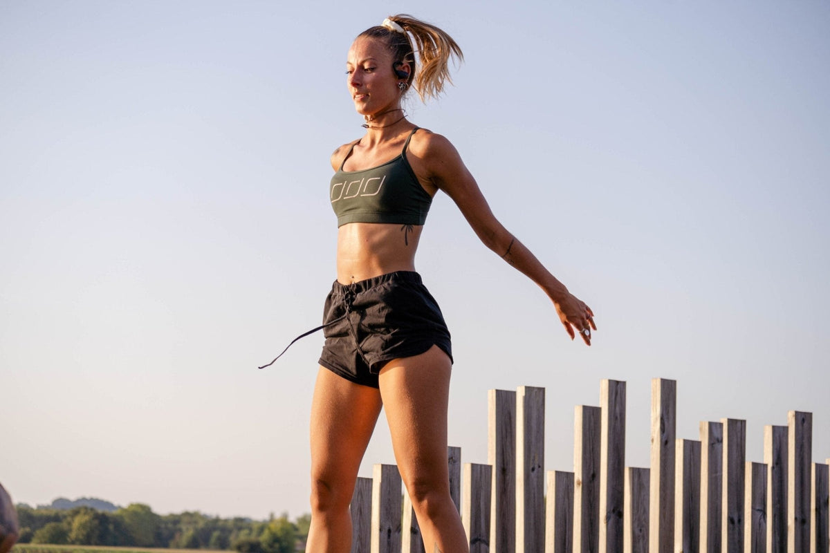 a woman jumping