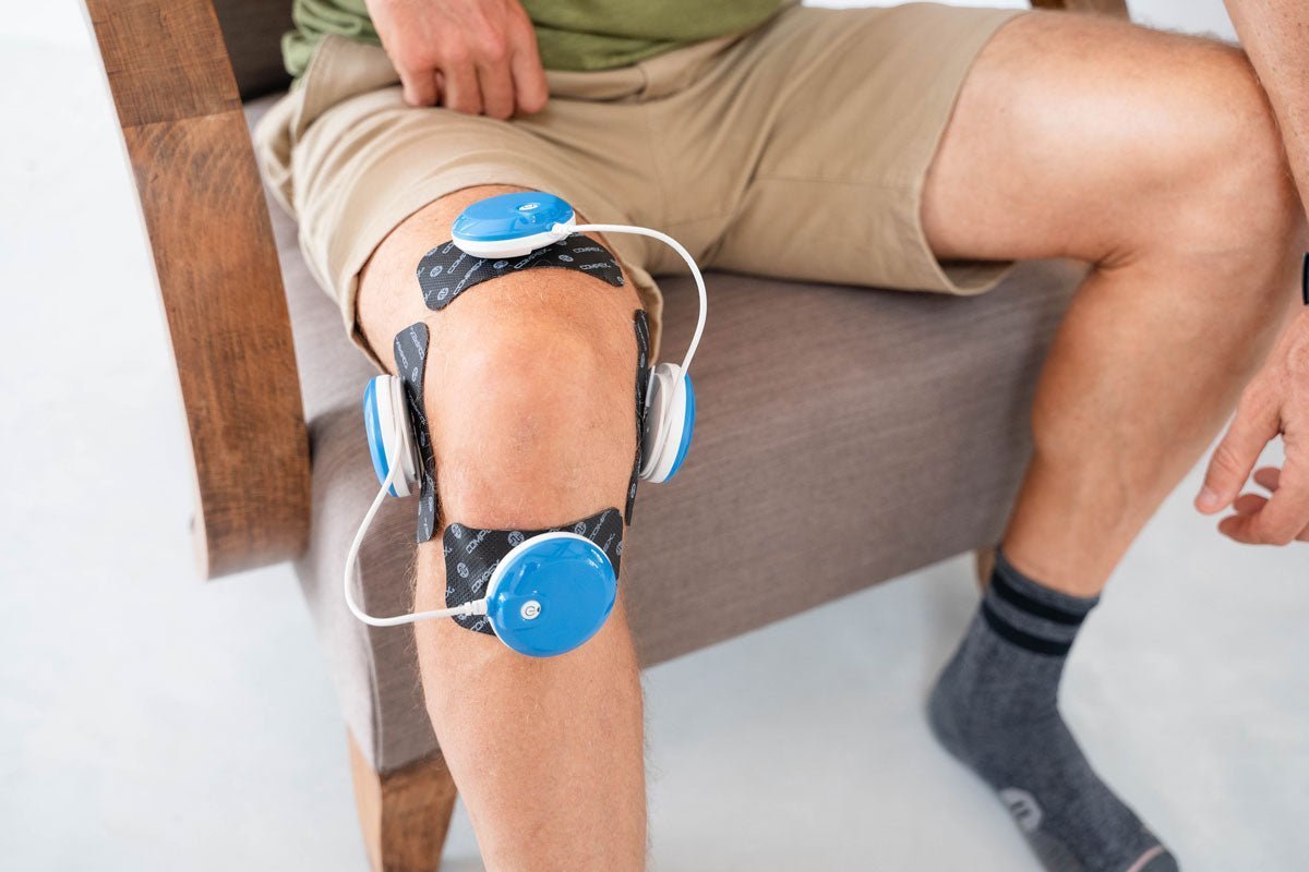 Traitement d"une tendinite rotulienne par électrostimulation -placements des électrodes Compex
