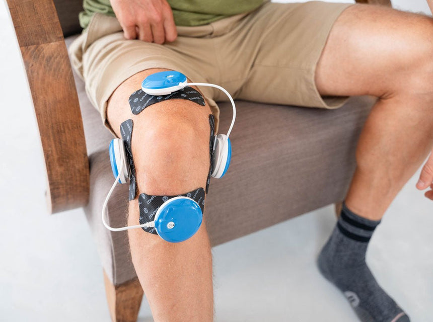 Traitement d"une tendinite rotulienne par électrostimulation -placements des électrodes Compex