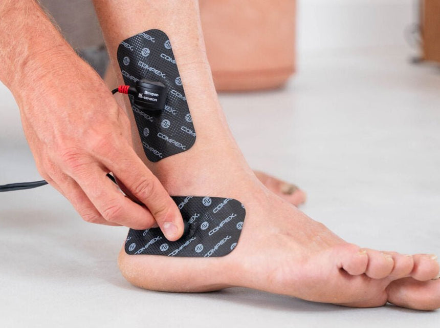 Treating an ankle sprain with electrostimulation