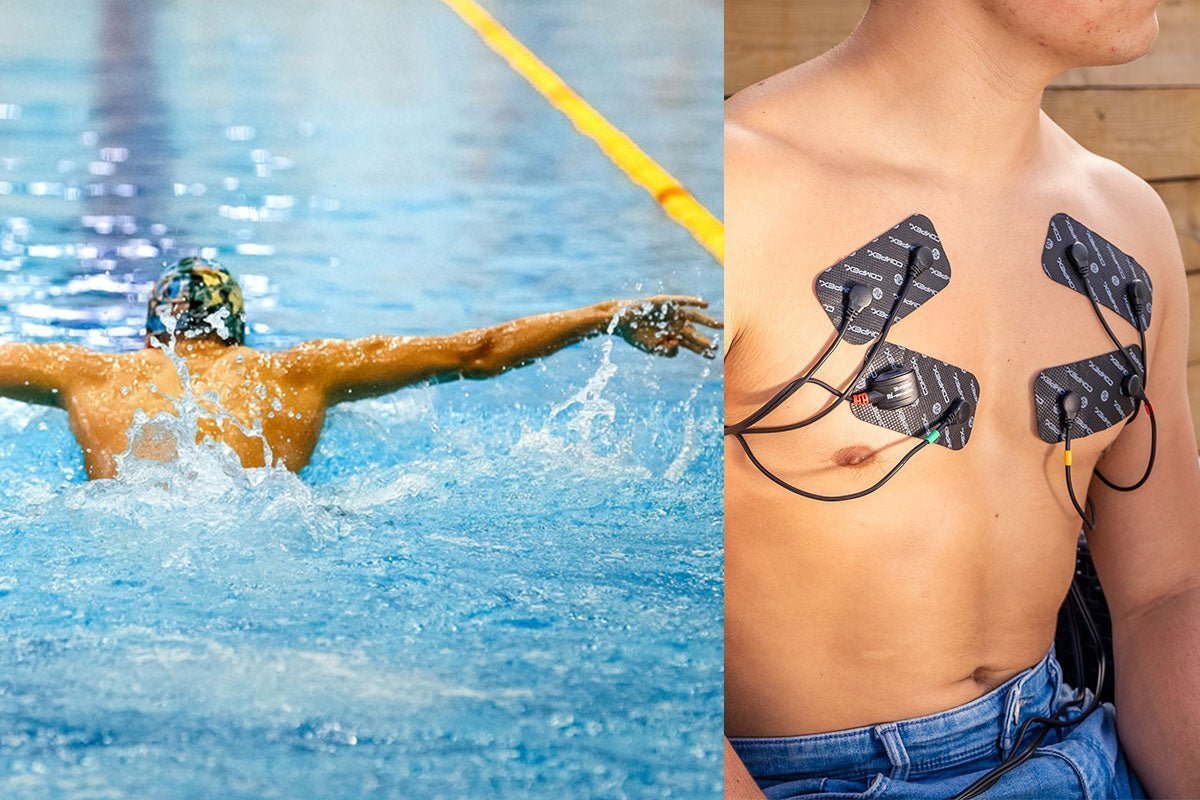 Une personne qui renforce ses pectoraux à l'aide de l'électrostimulation Compex