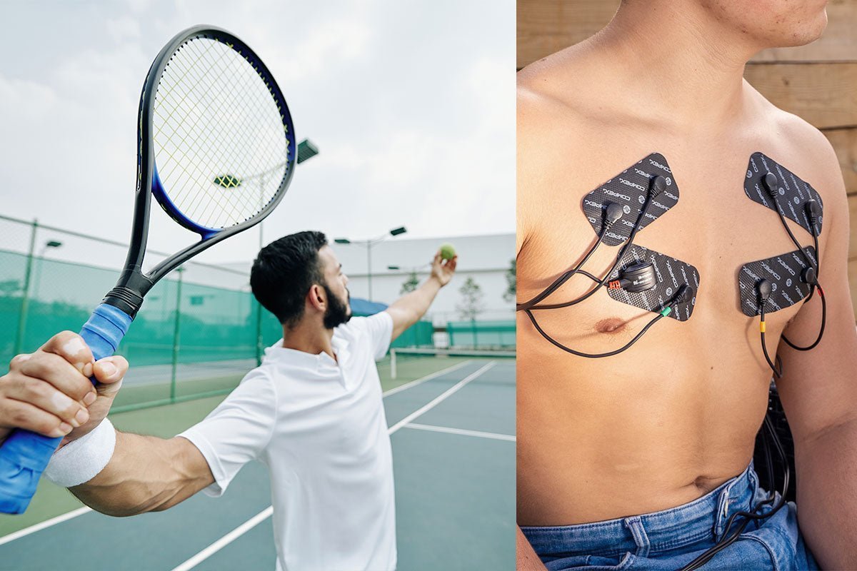 Une personne qui renforce ses pectoraux à l'aide de l'électrostimulation Compex