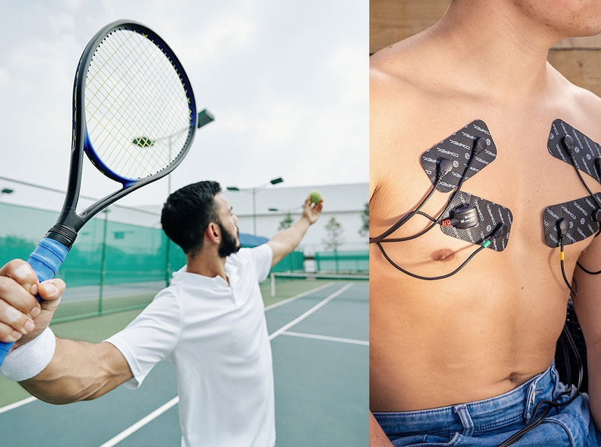 Une personne qui renforce ses pectoraux à l'aide de l'électrostimulation Compex