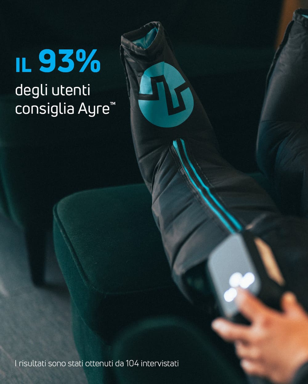 93% degli utenti consiglia i boots a compressione e pressoterapia Compex Ayre™