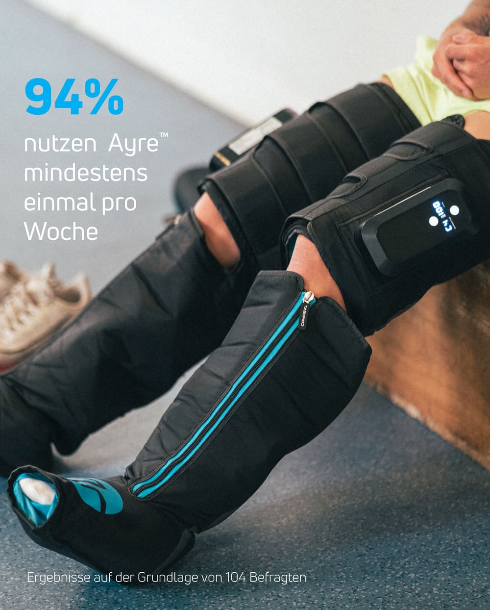 94% nutzen Compex Ayre™ Recovery und Kompressionsboots mindestens einmal pro Woche