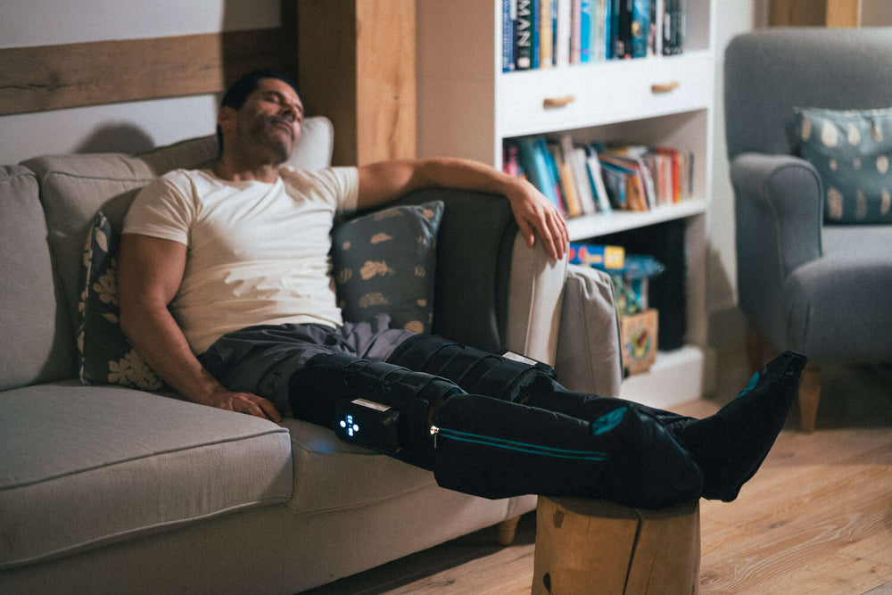 Soothe sore or aching muscles with the Compex Ayre™ wireless compression boots