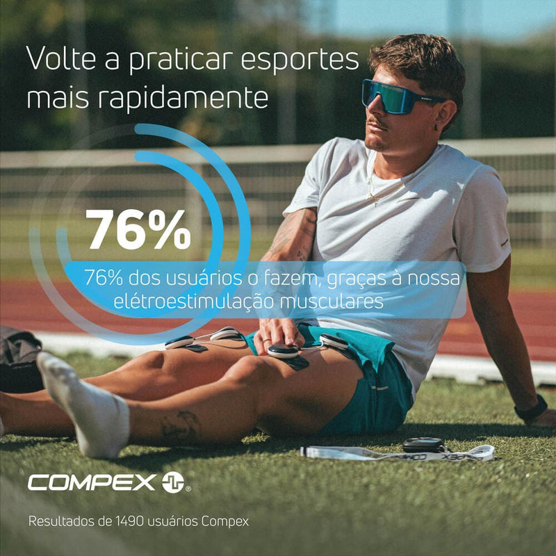 Volte a praticar esportes mais rapidamente. 76% dos usuários o fazem, graças à nossa elétroestimulação musculares.