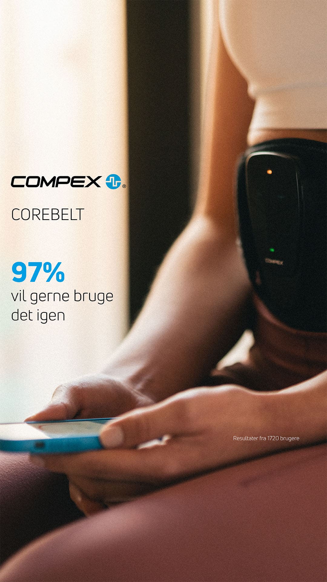 97 % vil gerne bruge det igen med Compex Corebelt elektrisk muskelstimulator (EMS) bælte
