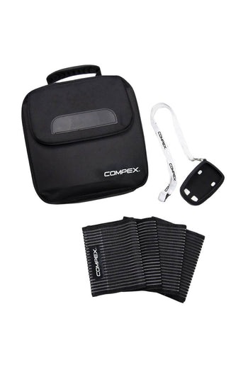 The Compex SP 8.0 Accessory Pack; featuring elastic straps, travel case and protective case