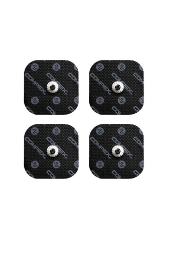 A packet of small Compex electrodes for electrical muscle stimulation (EMS)