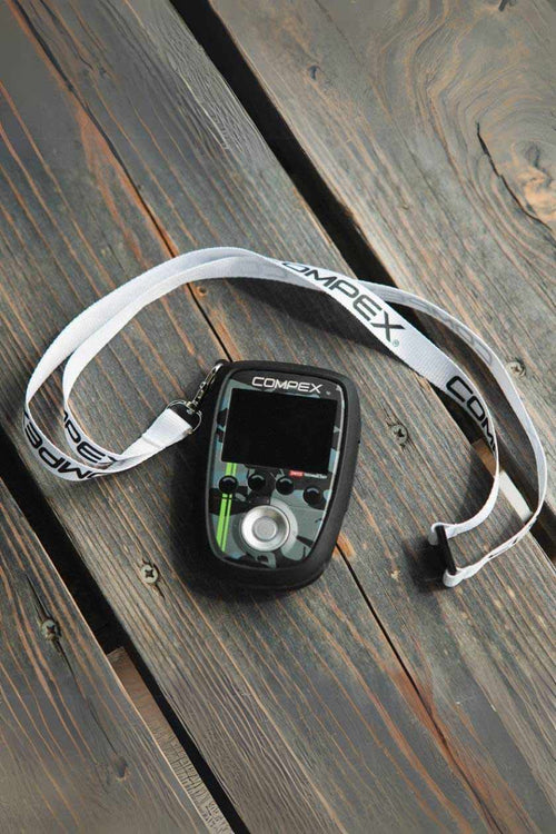 The Compex SP 8.0 WOD Edition in the Compex Protective Case for Wireless EMS Muscle Stimulators with lanyard (black)