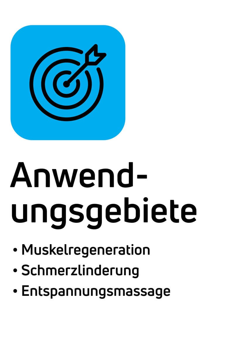 Anwendungsgebiete: muskelregeneration, schmerzlinderung und ntspannungsmassage