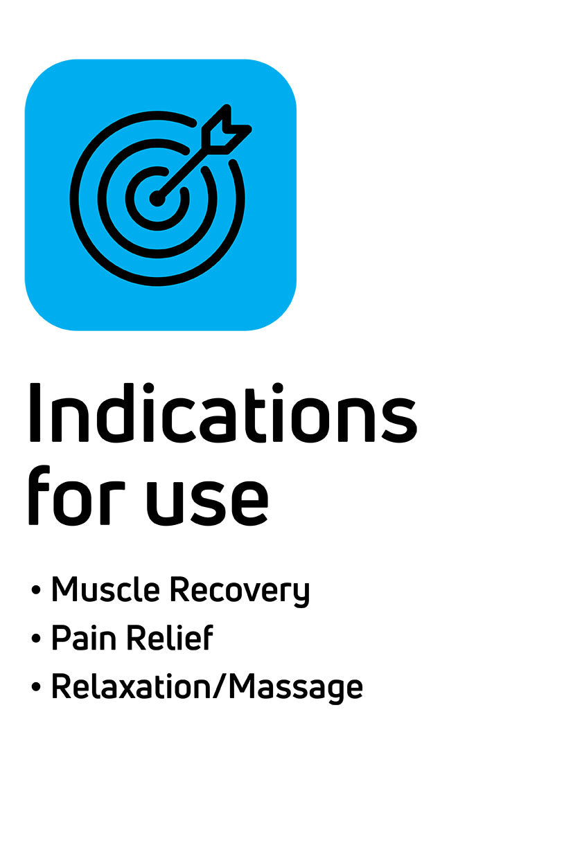 Compex Products Indications for use: Muscle Recovery, Pain Relief, Relaxation Massage
