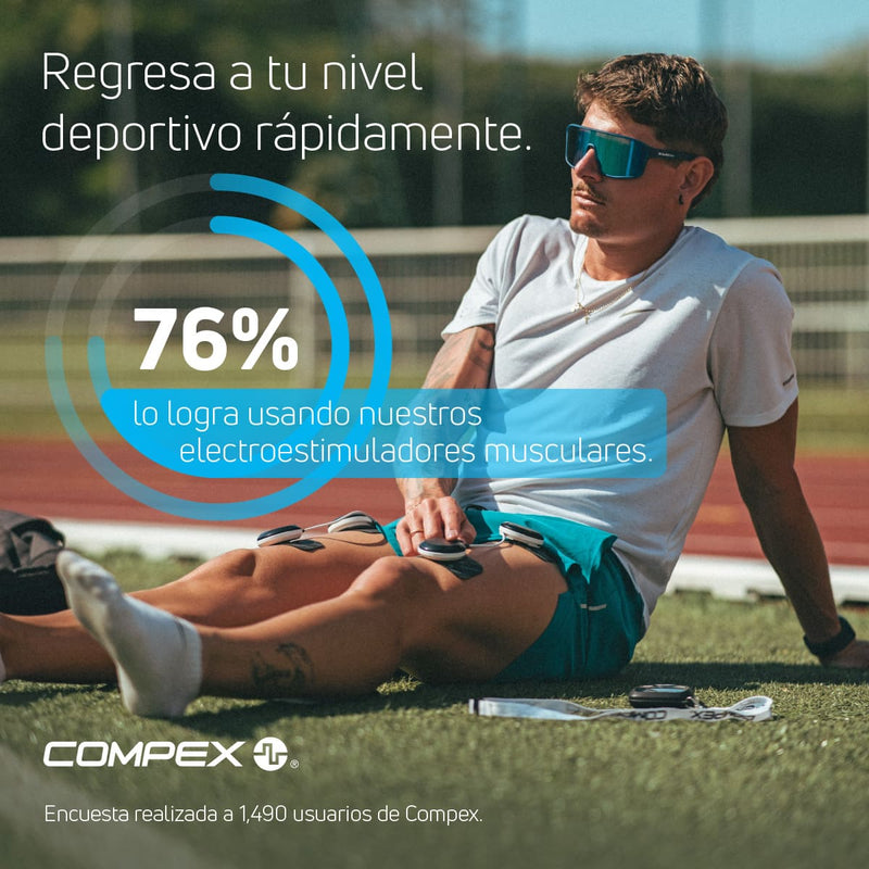 El 76 % de nuestros usuarios vuelve a practicar deporte más rápidamente al utilizar los estimuladores musculares eléctricos Compex
