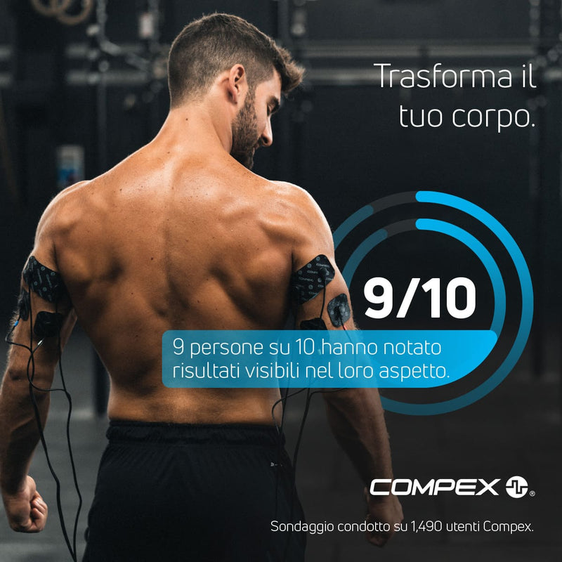 9 utenti su 10 hanno notato risultati visibili utilizzando gli elettrostimolatori muscolari Compex