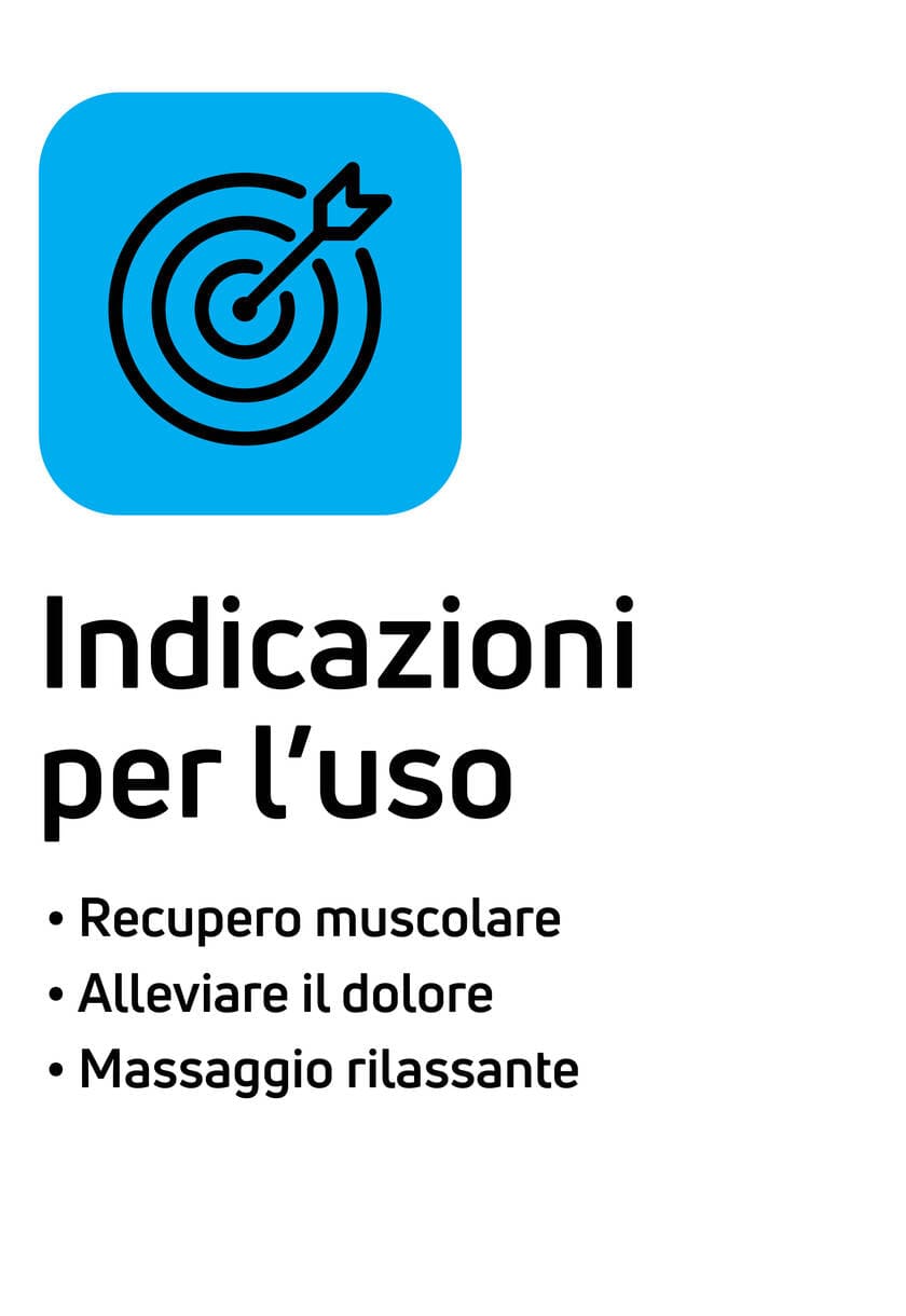 Indicazioni per l'uso: recupero muscolare, alleviare il dolore e massaggio rilassante