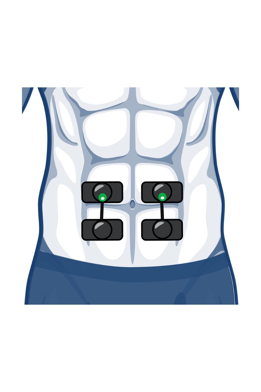 2 channel ab electrode placement for men with wireless Compex EMS muscle stimulator