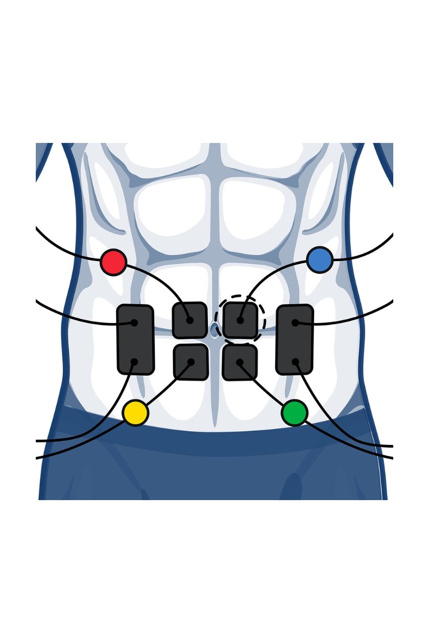 4 channel ab electrode placement for men with wired Compex EMS muscle stimulator