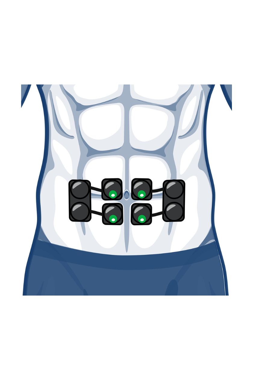 4 channel ab electrode placement for men with wireless Compex EMS muscle stimulator