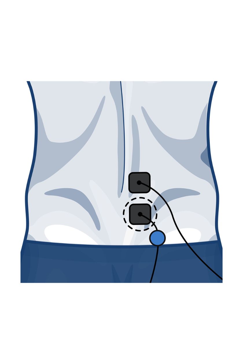 Back (half) electrode placement for men with wired Compex EMS muscle stimulator