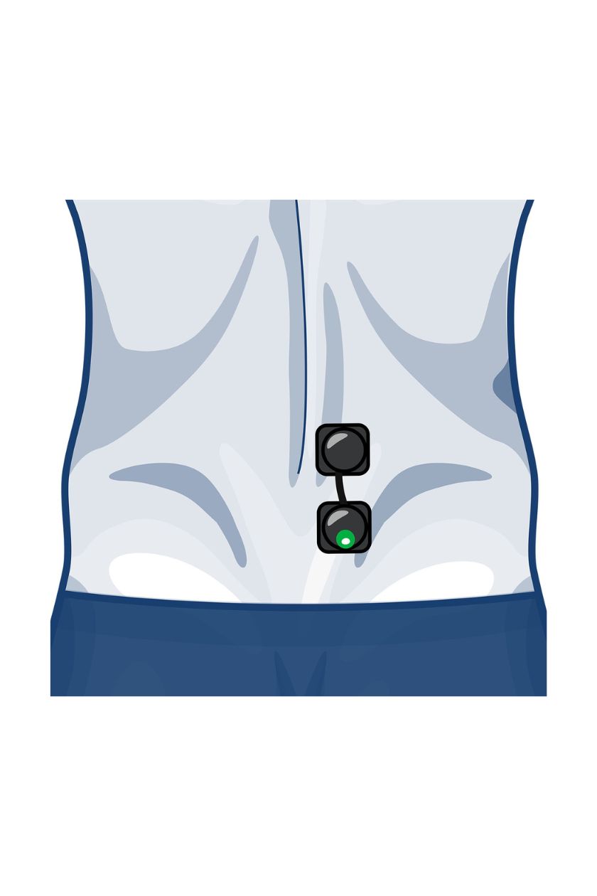 Back (half) electrode placement for men with wireless Compex EMS muscle stimulator