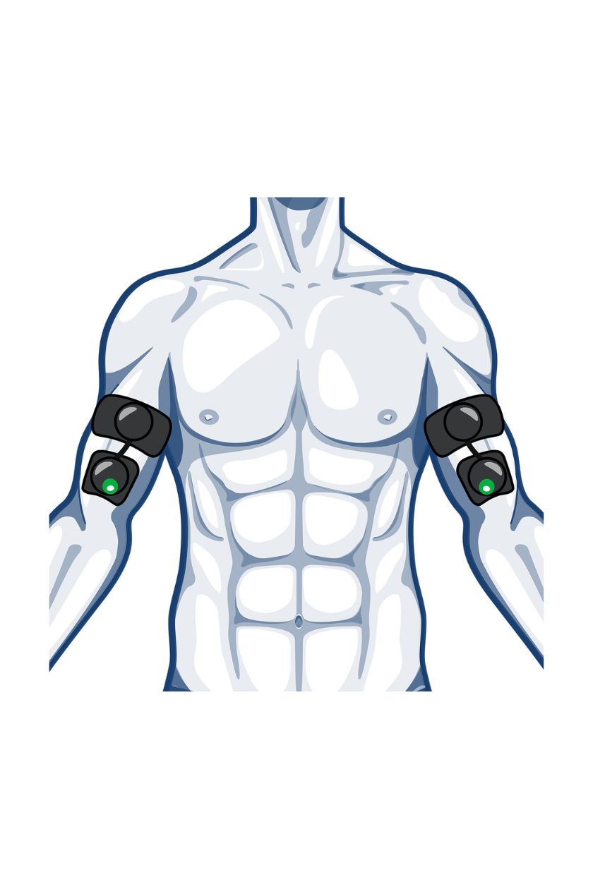 Bicep electrode placement for men with wireless Compex EMS muscle stimulator