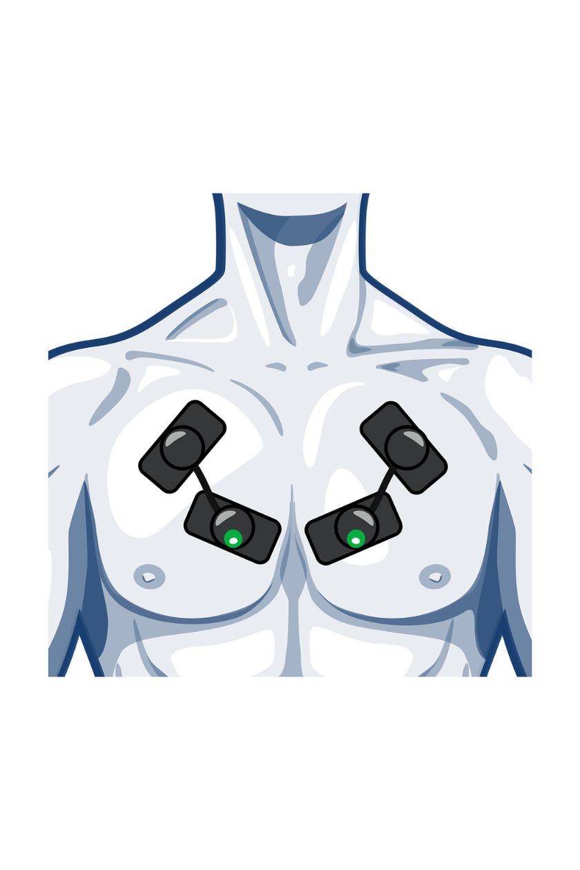 Chest electrode placement for men with wireless Compex EMS muscle stimulator