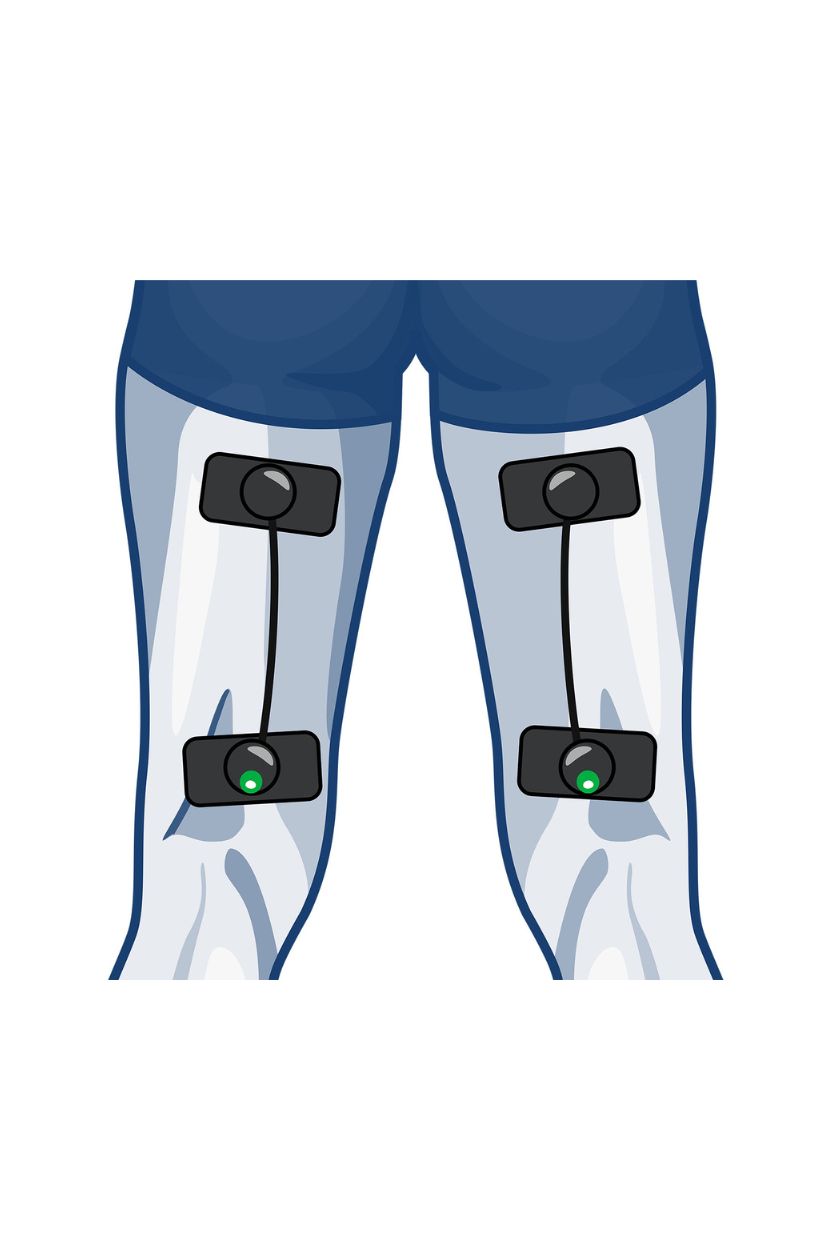 2 channel hamstring electrode placement for men with wireless Compex EMS muscle stimulator