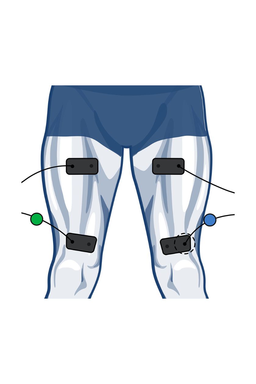 2 channel quad electrode placement for men with wired Compex EMS muscle stimulator