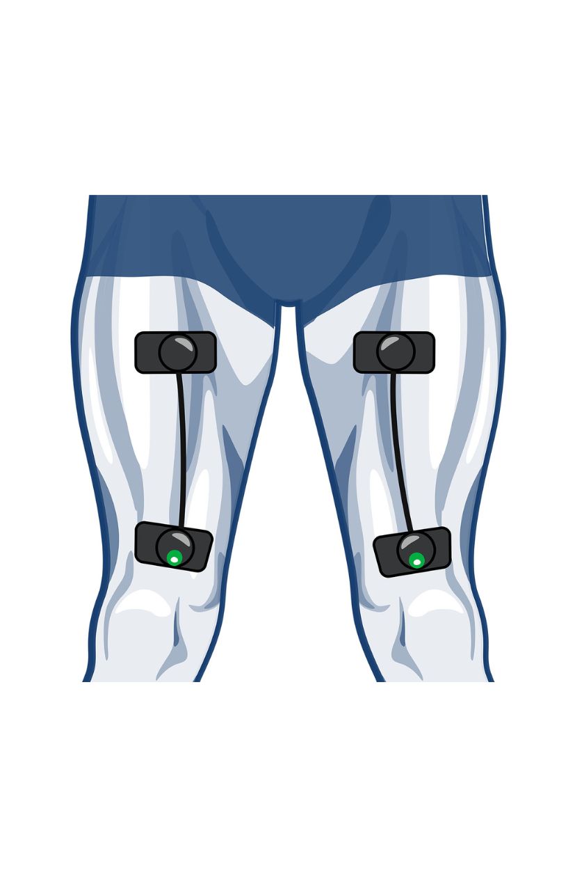 2 channel quad electrode placement for men with wireless Compex EMS muscle stimulator
