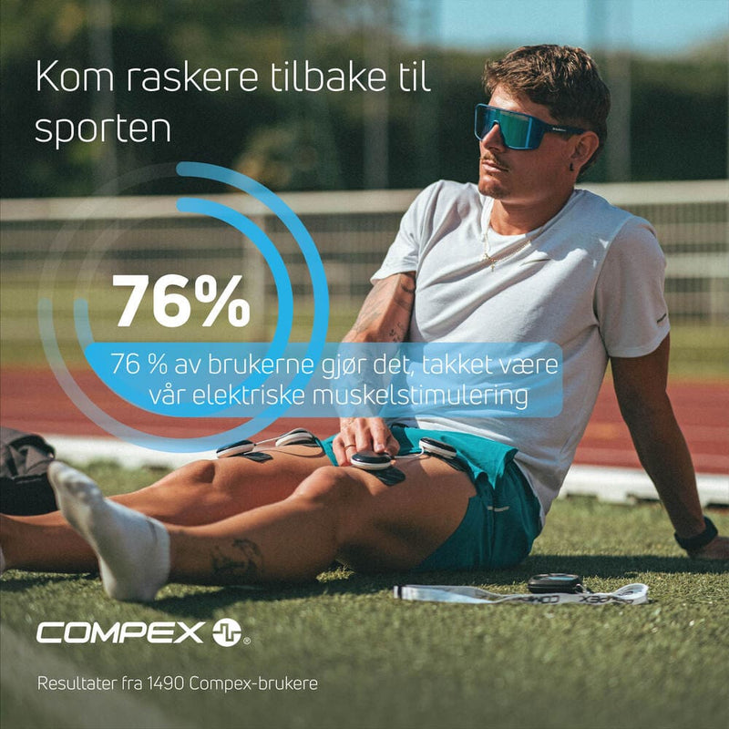 Kom raskere tilbake til sporten. 76 % av brukerne gjør det, takket være vår elektriske muskelstimulering.
