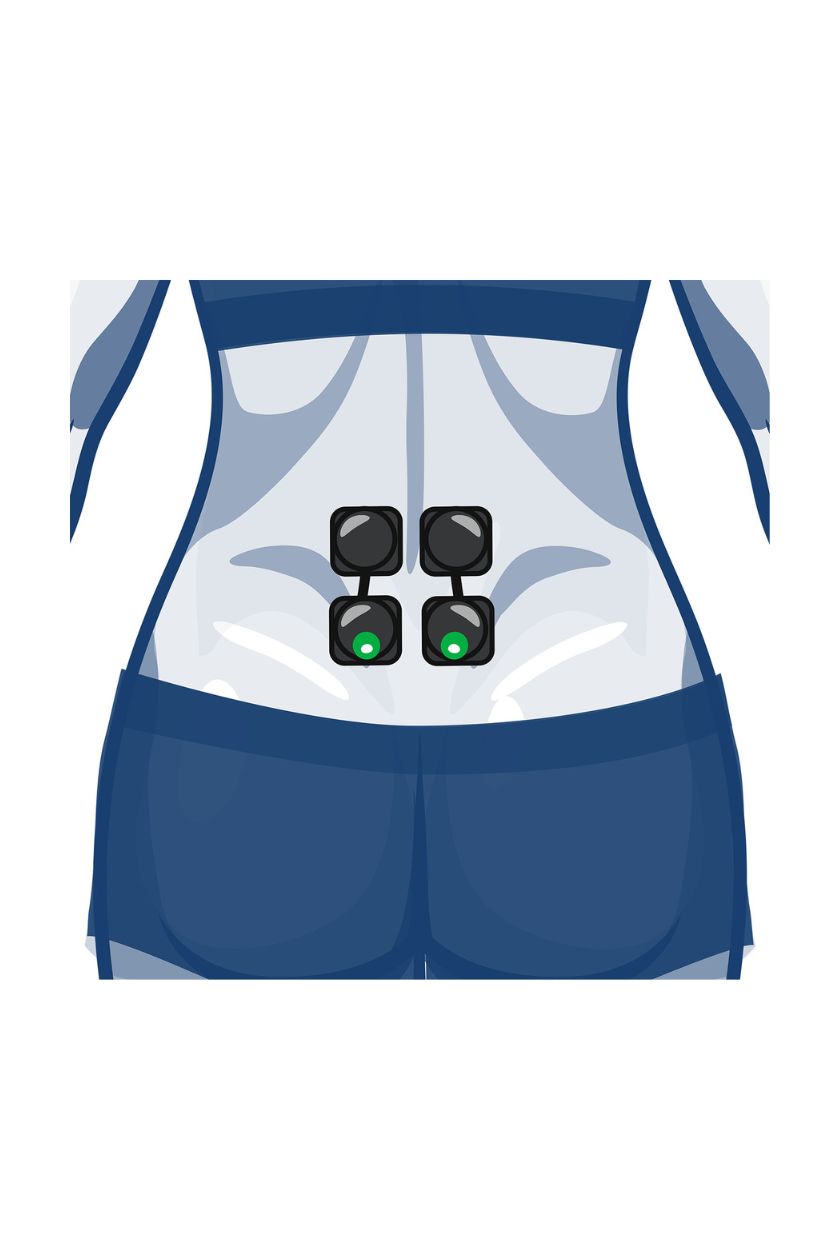 2 channel lower back electrode placement placement for women with wireless Compex EMS muscle stimulator