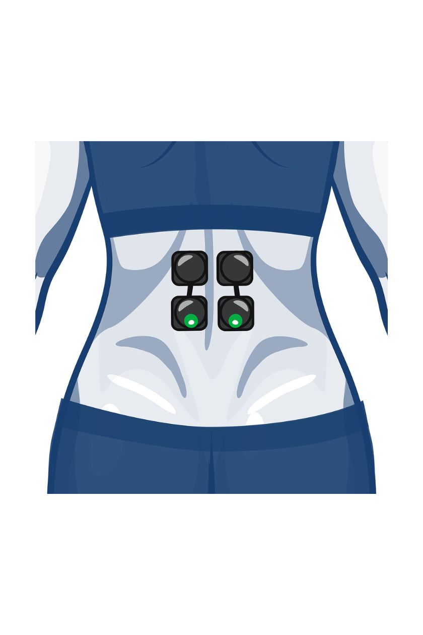 2 channel mid back electrode placement placement for women with wireless Compex EMS muscle stimulator