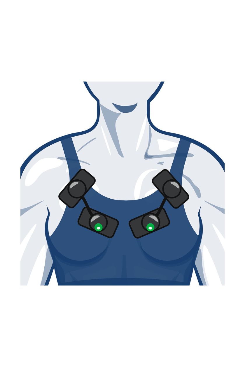 Chest electrode placement for women with wireless Compex EMS muscle stimulator