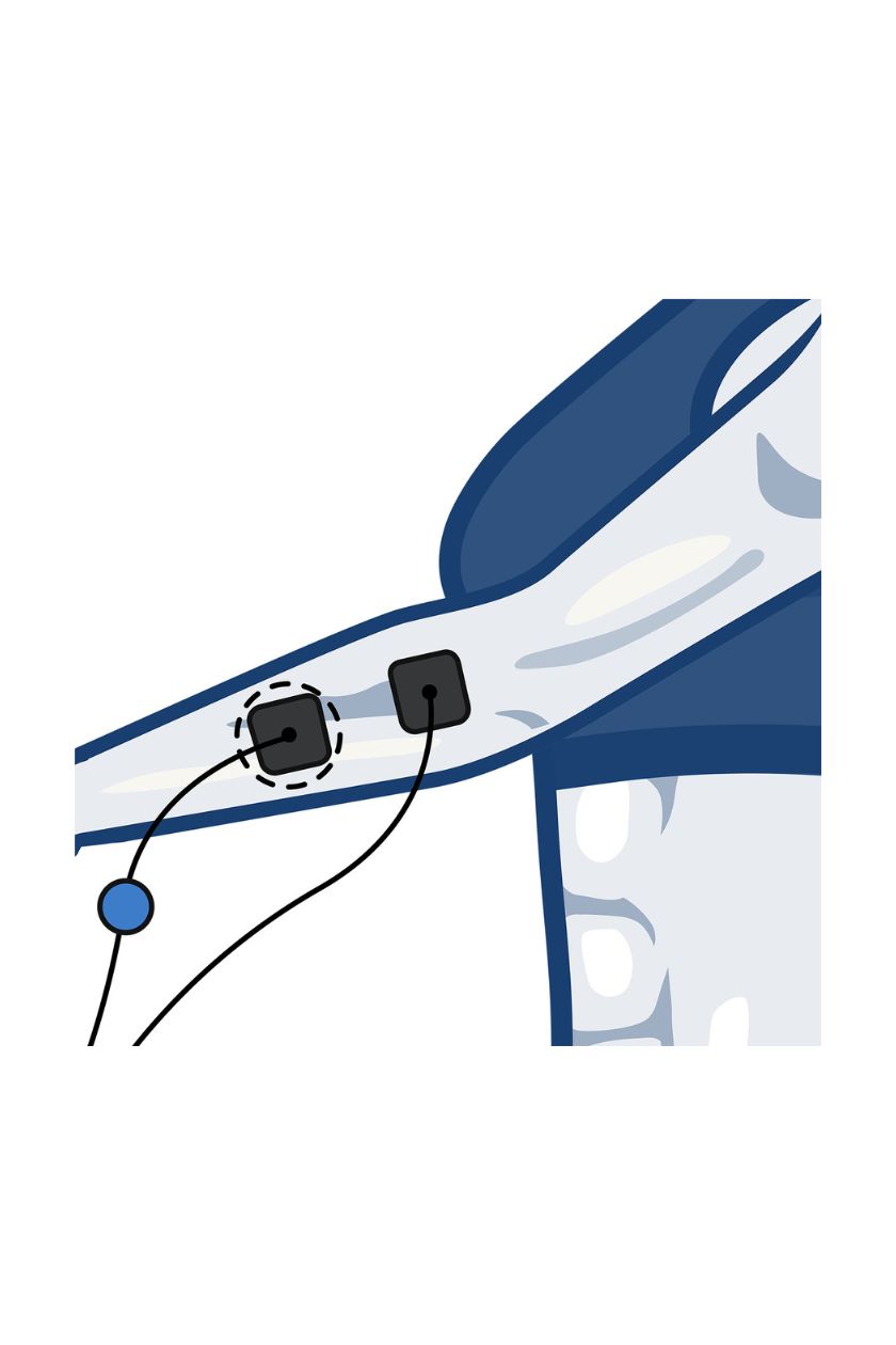 Forearm (outside) electrode placement for women with wired Compex EMS muscle stimulator