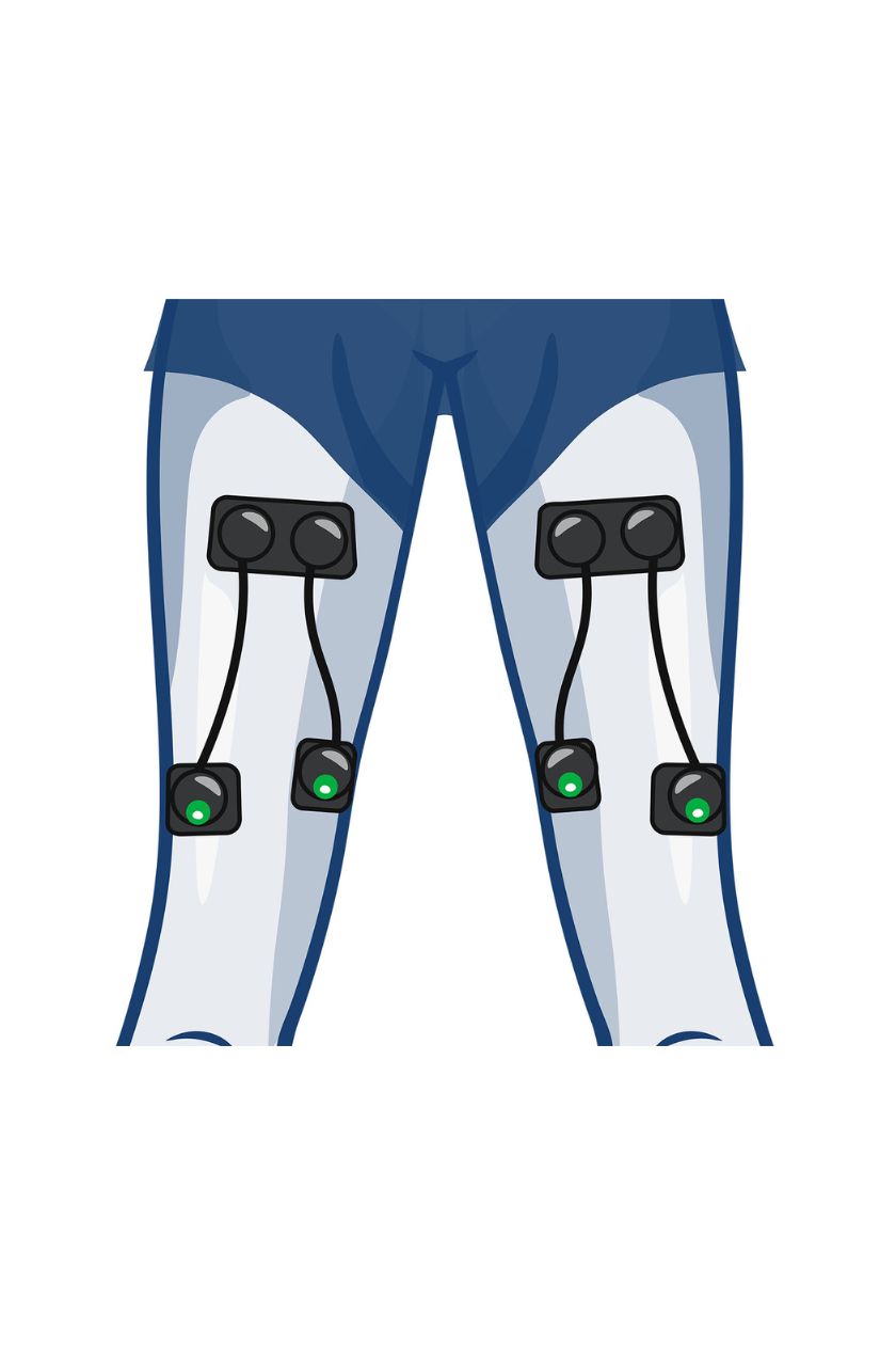 Hamstring (4 channels) electrode placement for women with wireless Compex EMS muscle stimulator