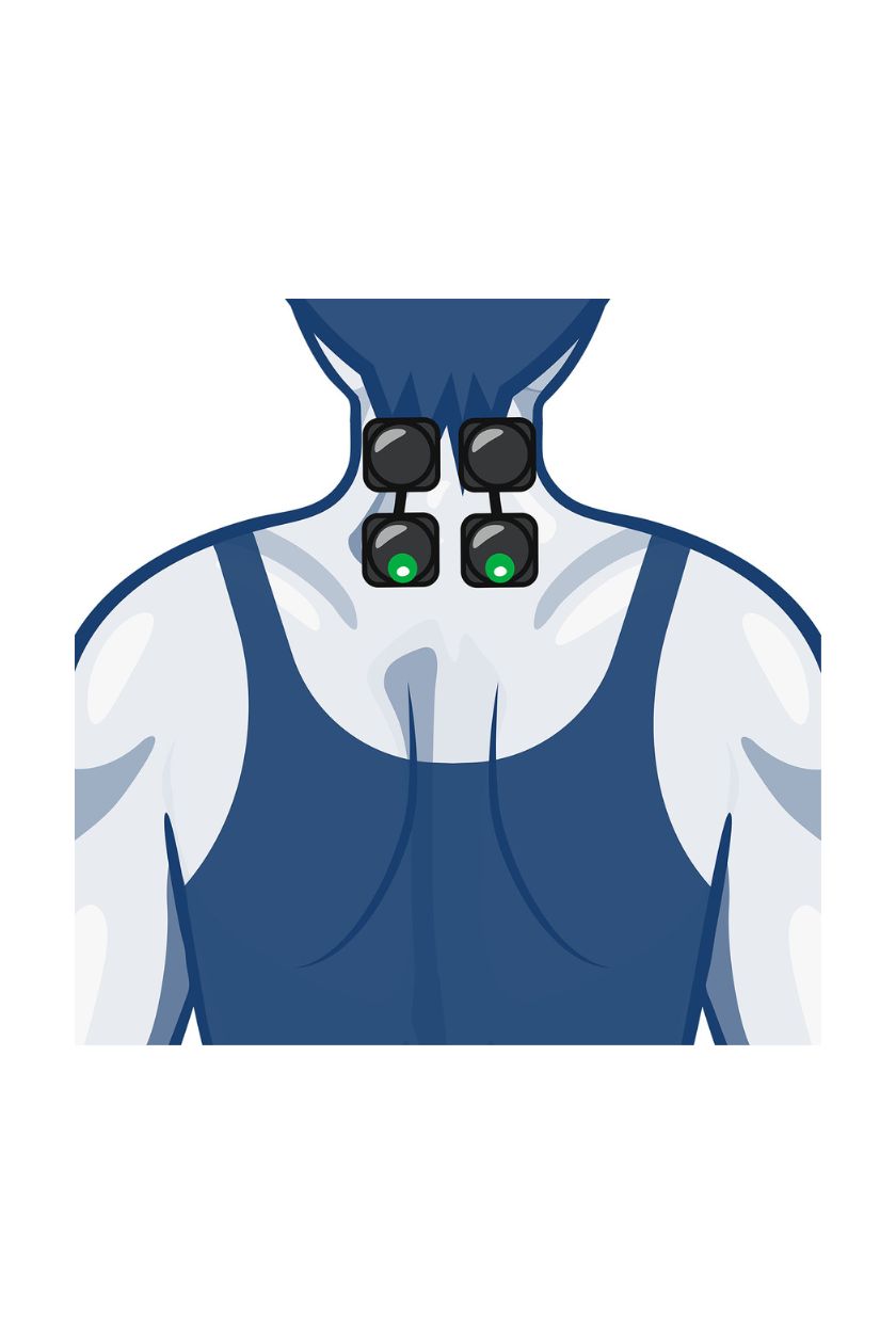 Neck electrode placement for women with wireless Compex EMS muscle stimulator