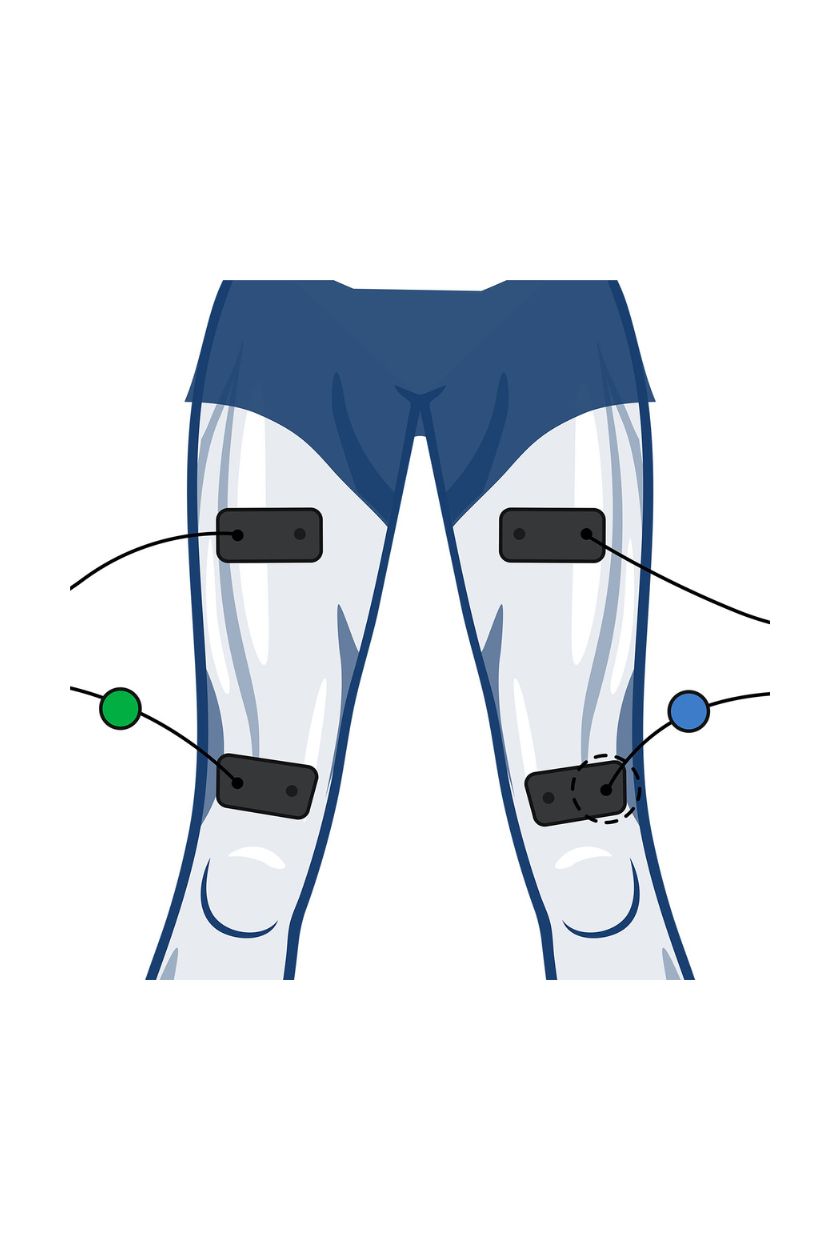 2 channel quad electrode placement for women with wired Compex EMS muscle stimulator