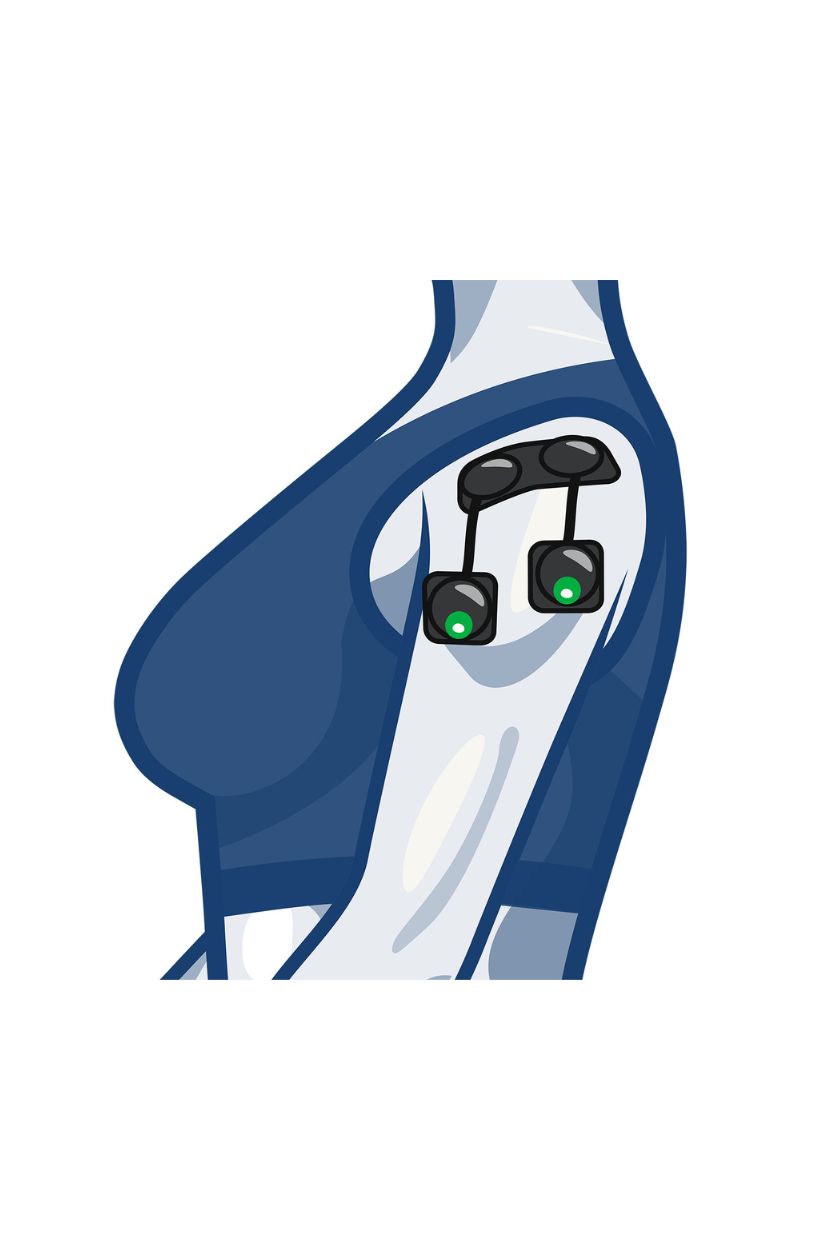 Shoulder (2 channels) electrode placement for women with wireless Compex EMS muscle stimulator