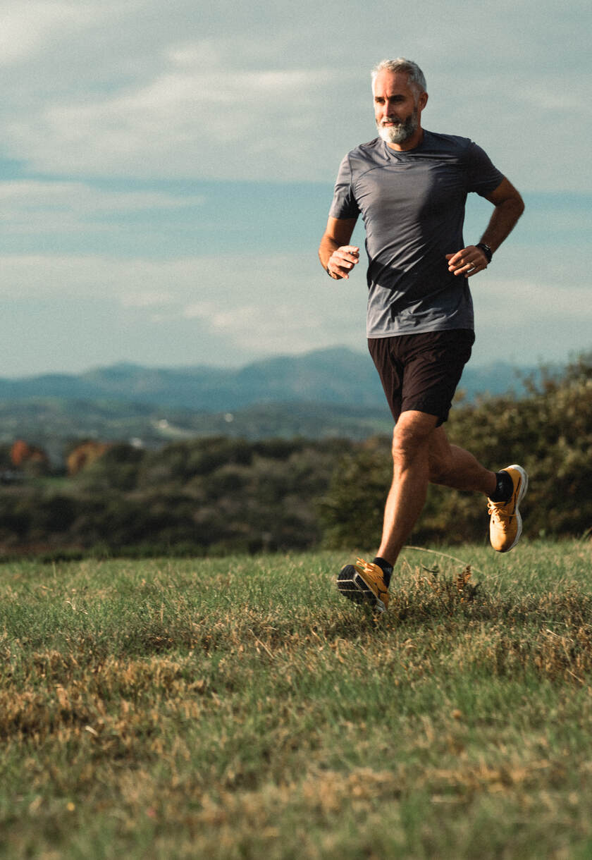 A man running in a field