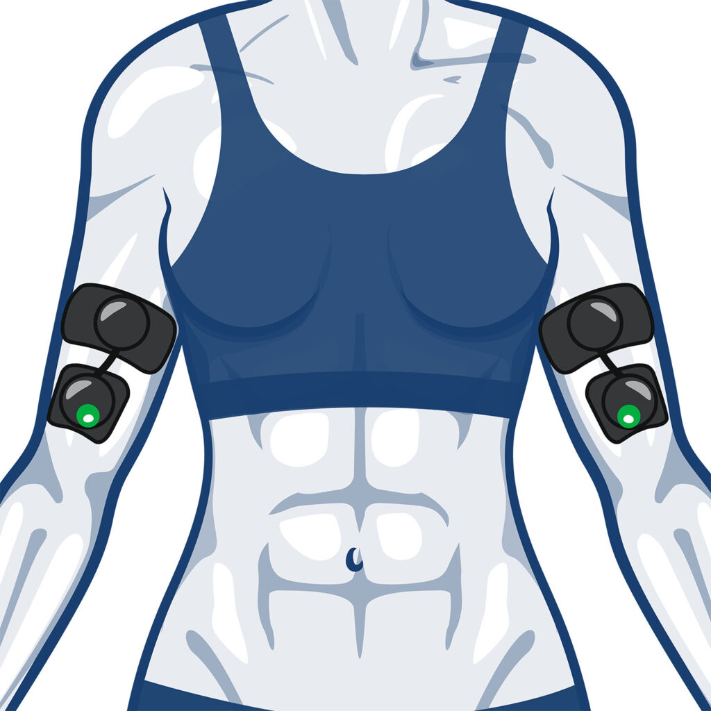 Compex recommended bicep electrode placement