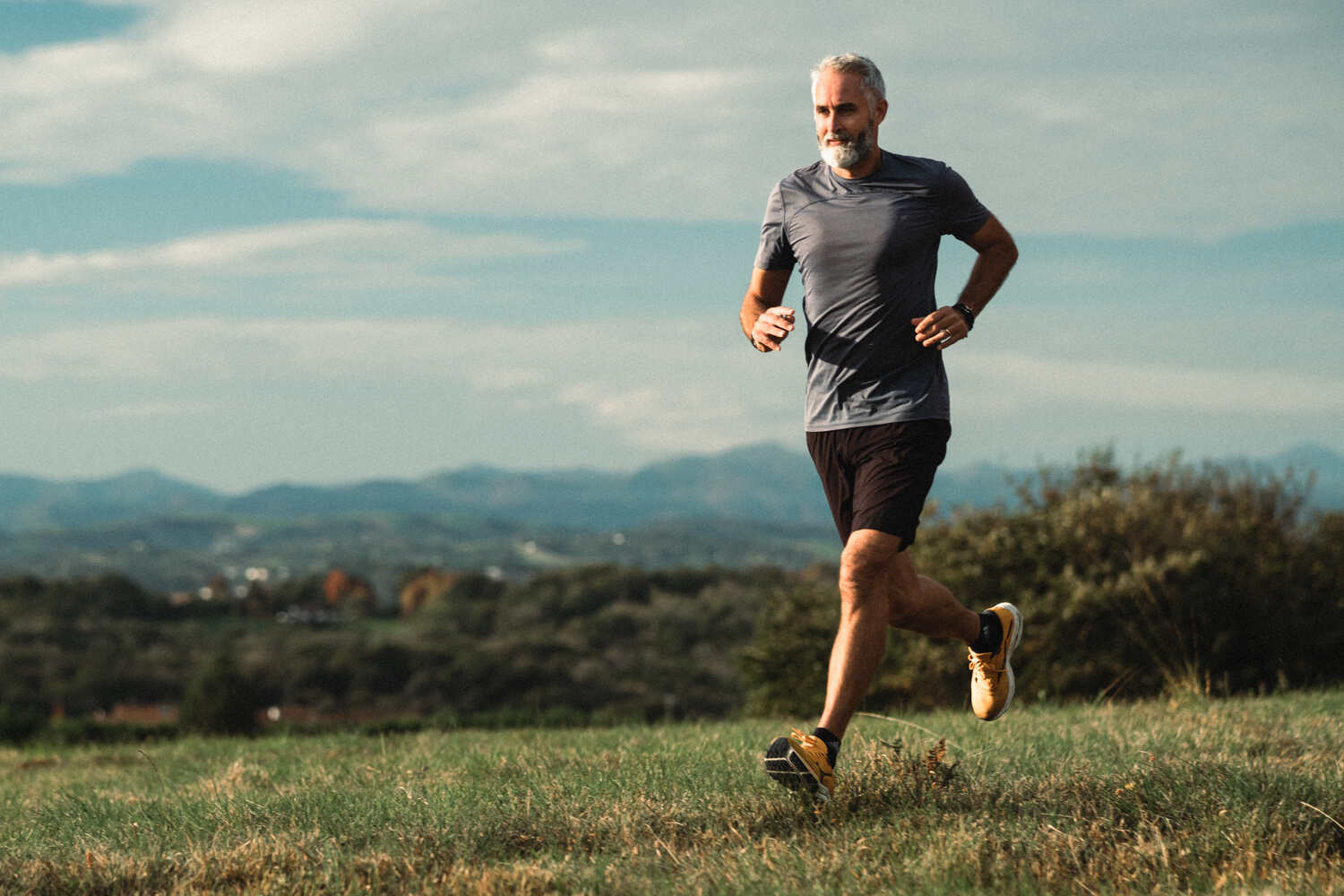 A man jogging in a field