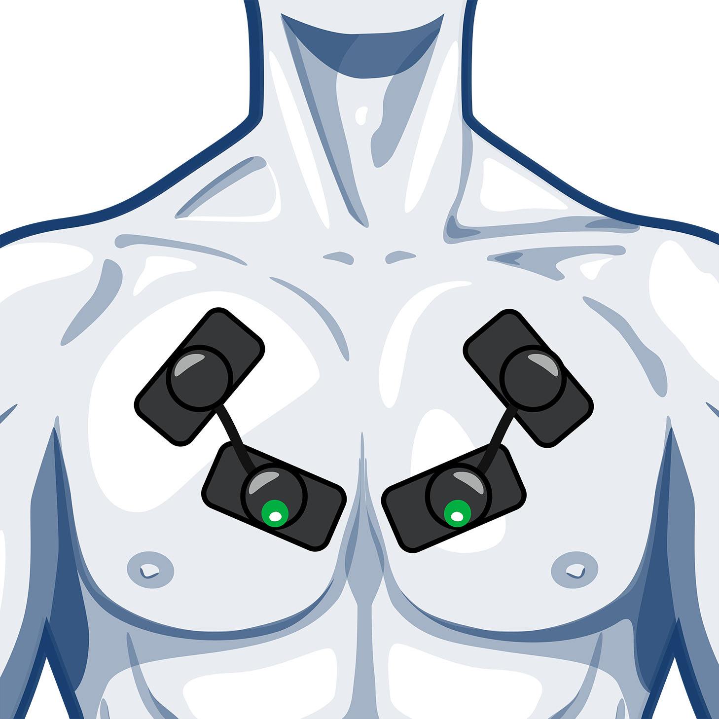 posizionare elettrodi compex sui muscoli pettorali