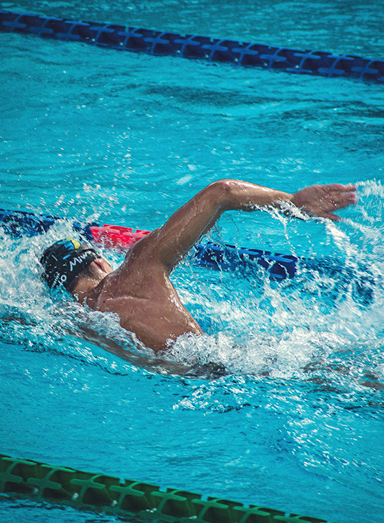 Swimming laps in olympic pool