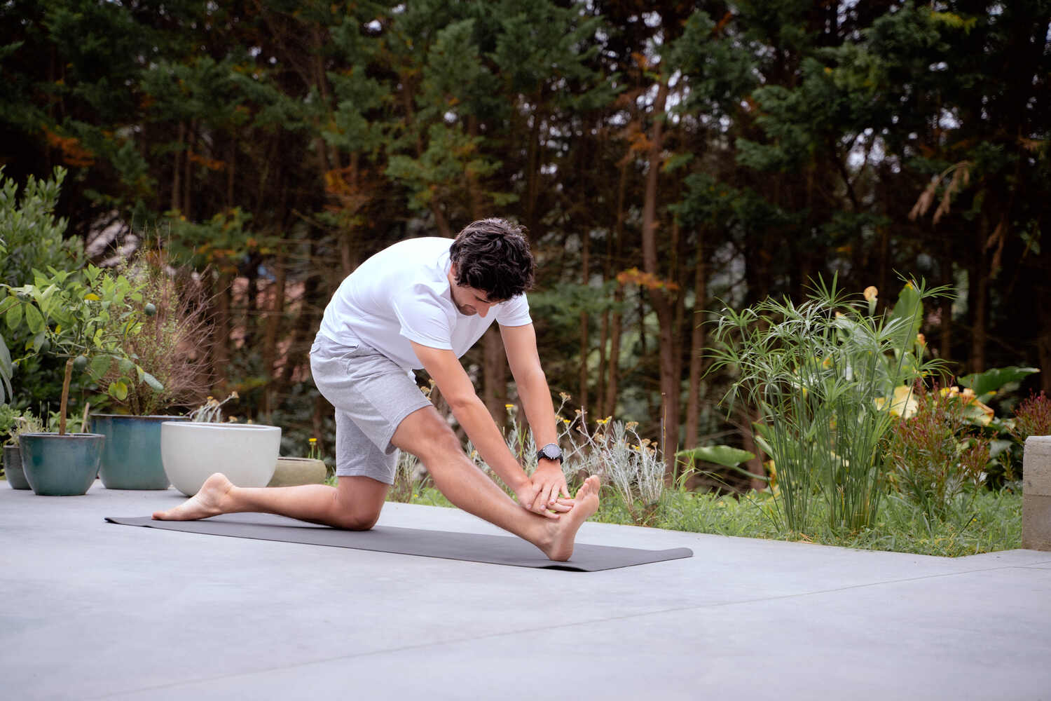 A person doing a hamstring exercise
